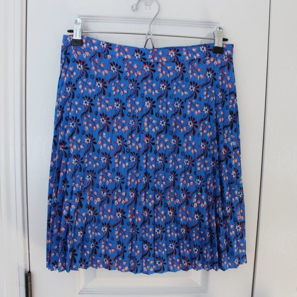 J.Crew Factory Blue Floral Pleated Mini Skirt - Discontinued - Picture 2 of 5
